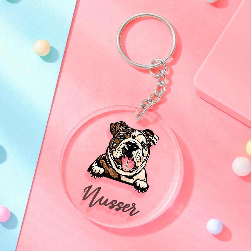 Custom Dog Breed Name Acrylic Keychain Keyring