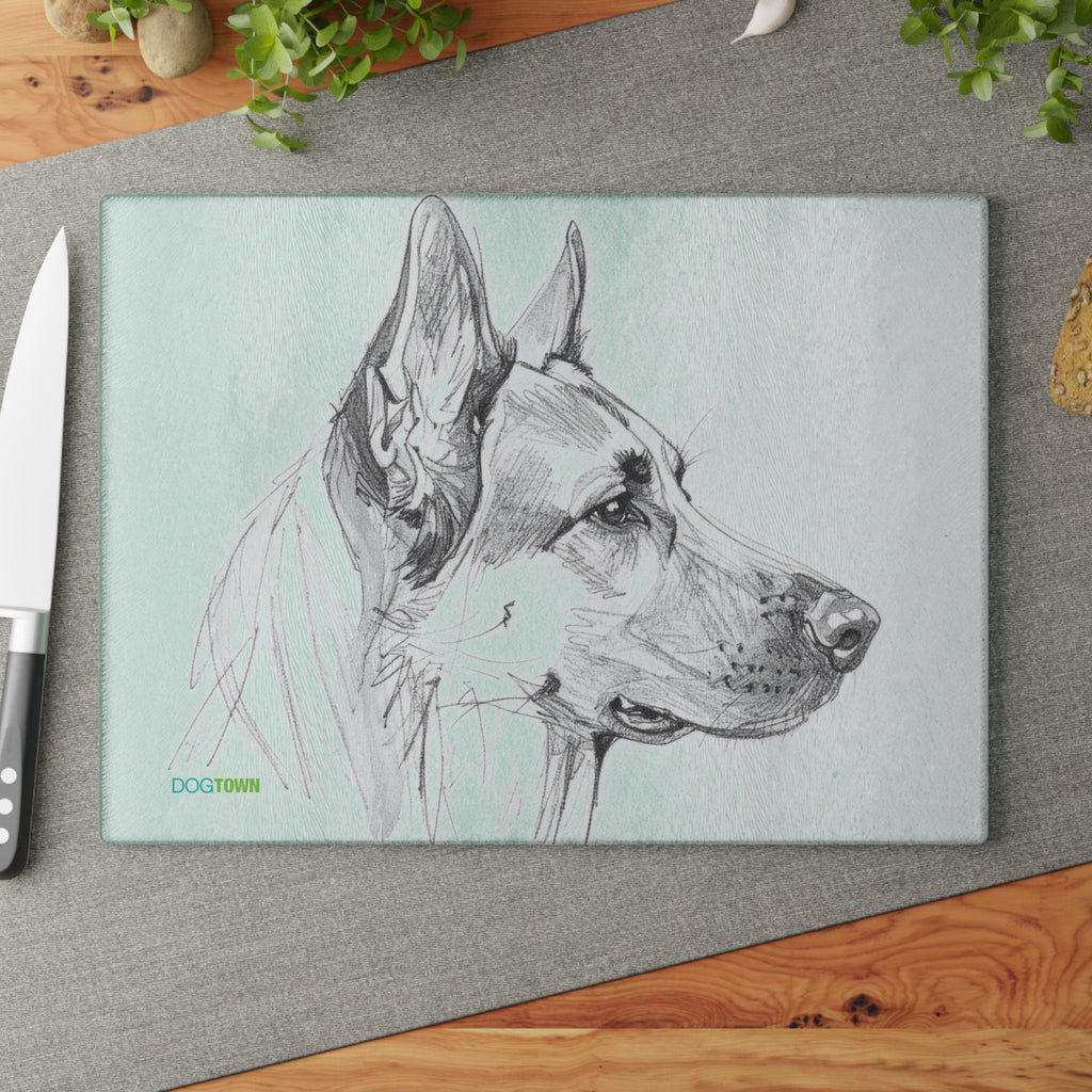 Dogtown German Shepherd Dog Portrait Glass Cutting Board