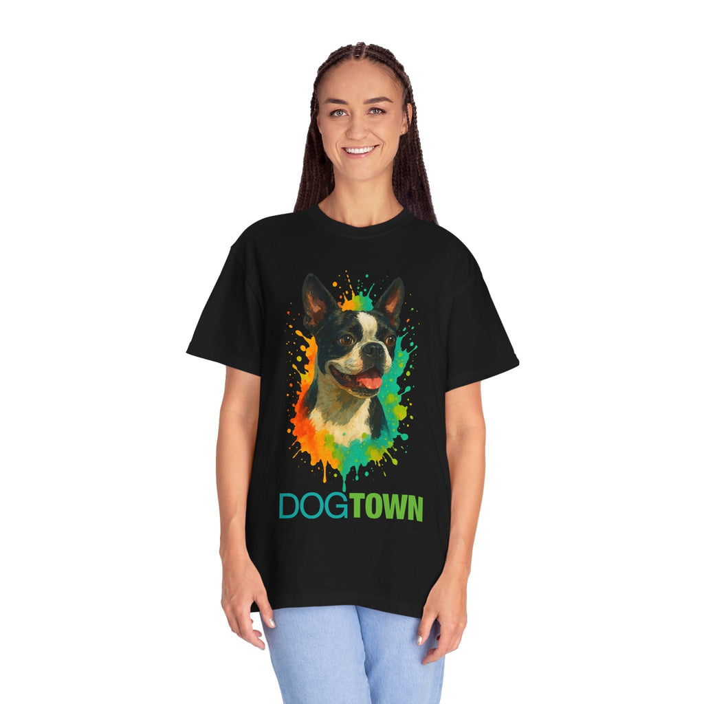 Dogtown Boston Terrier Dog Portrait Graphic T-Shirt