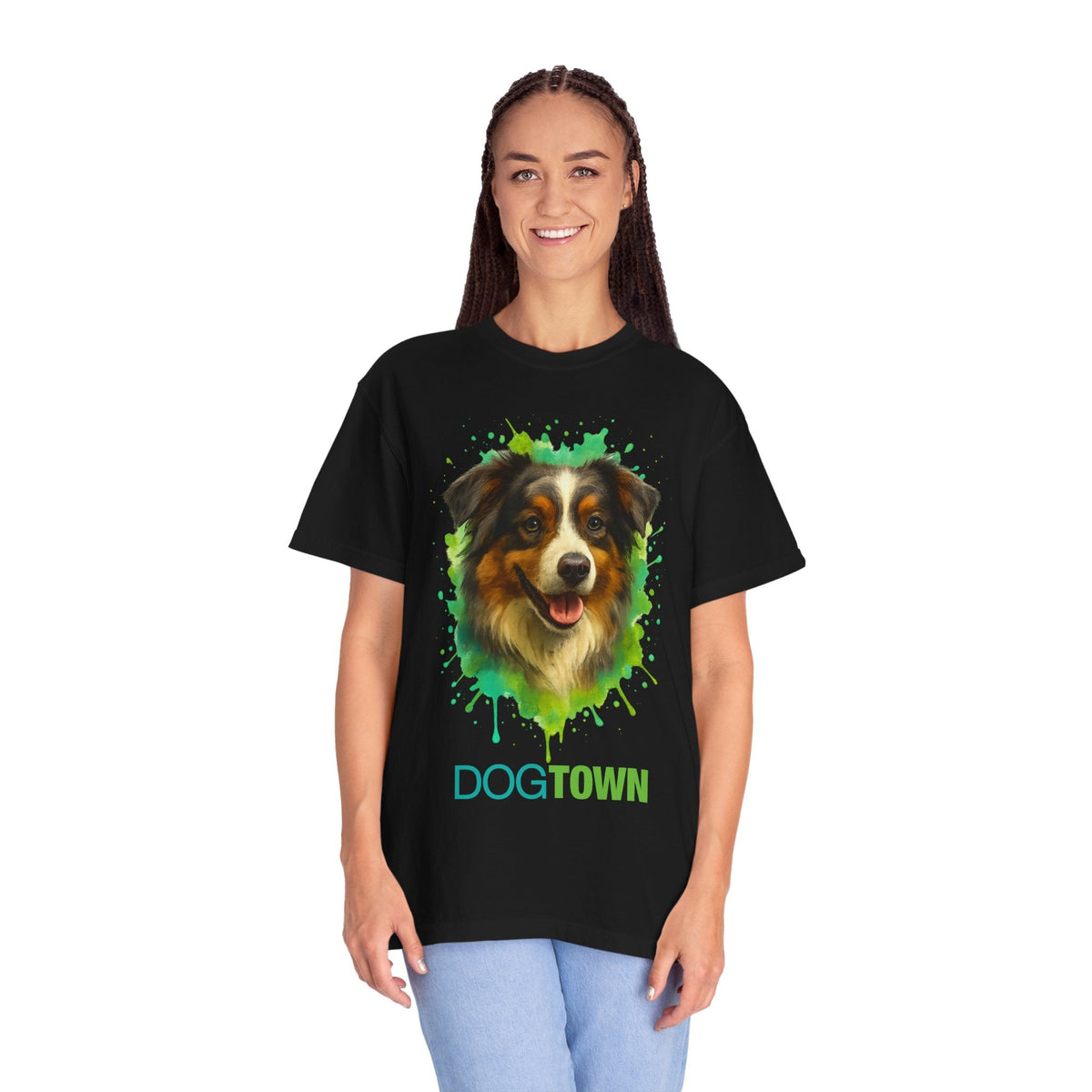 Dogtown Unisex Breed Collection Aussie Tri-Colored Graphic T-Shirt