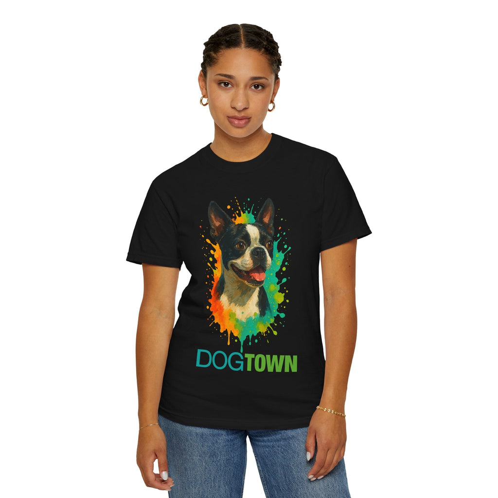 Dogtown Boston Terrier Dog Portrait Graphic T-Shirt