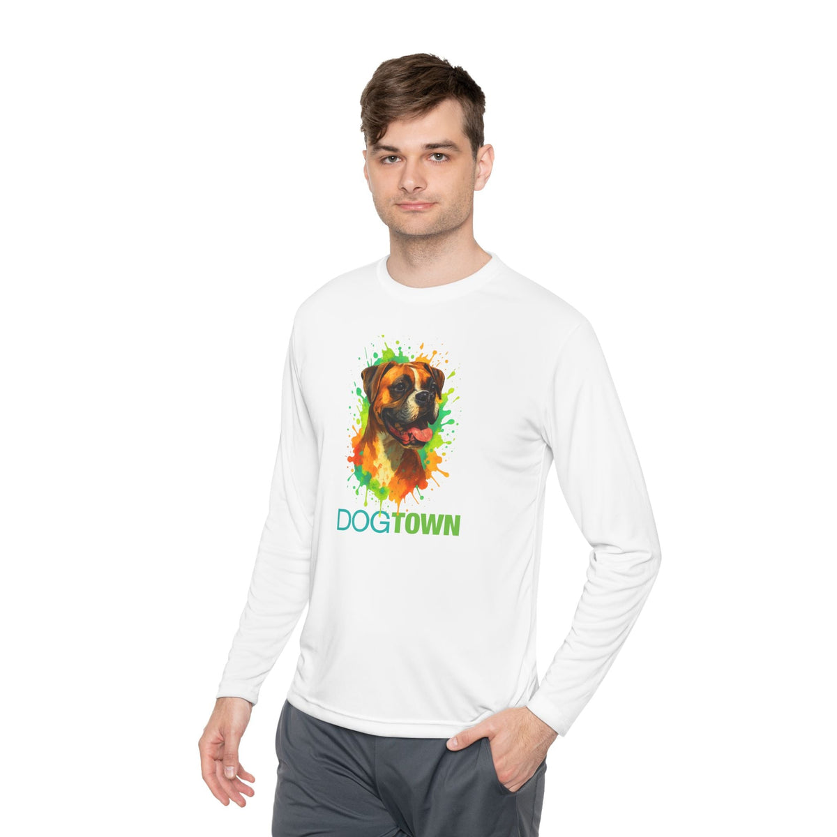 Dogtown Unisex Breed Collection Fawn Boxer Graphic Sport Long Sleeve Tee