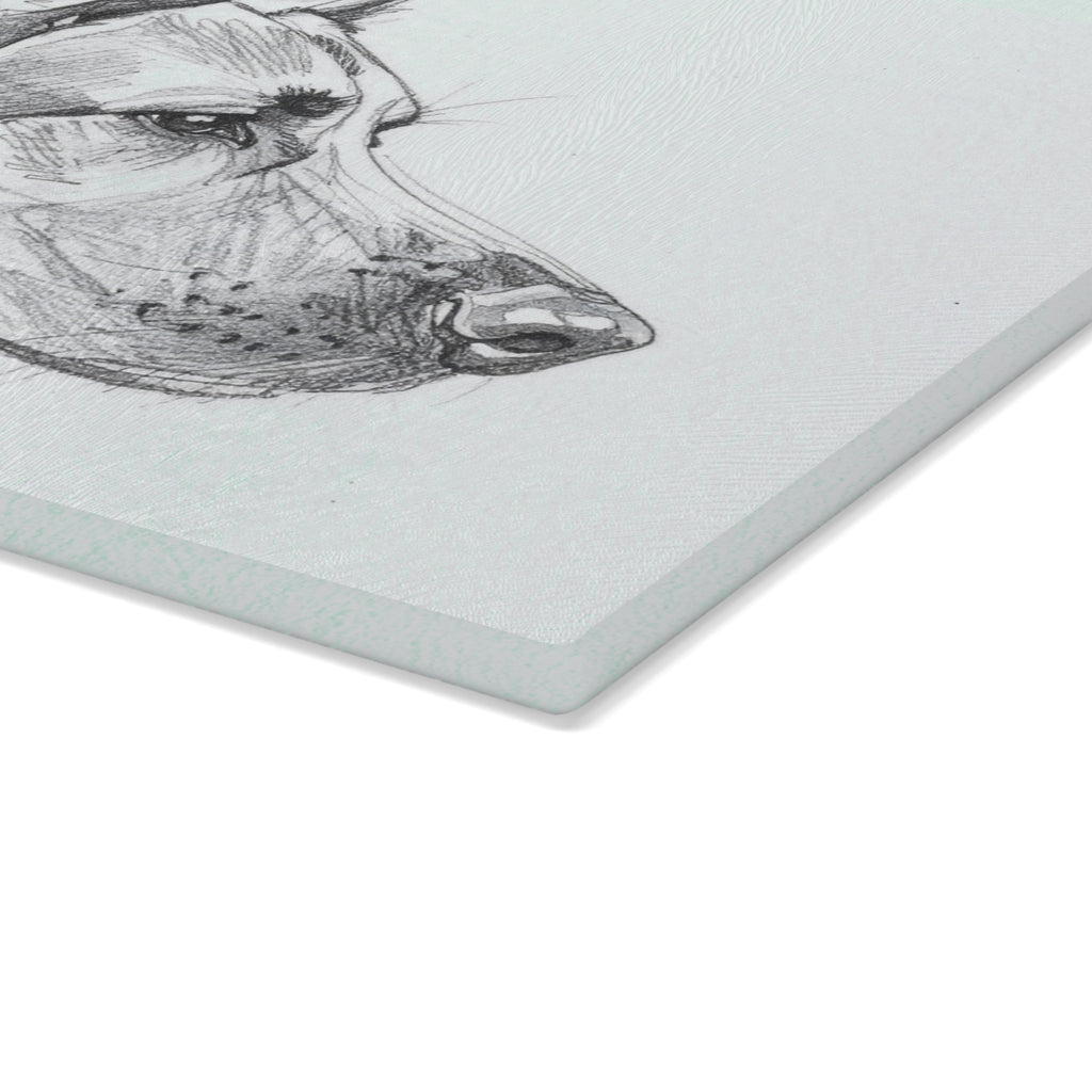 Dogtown German Shepherd Dog Portrait Glass Cutting Board