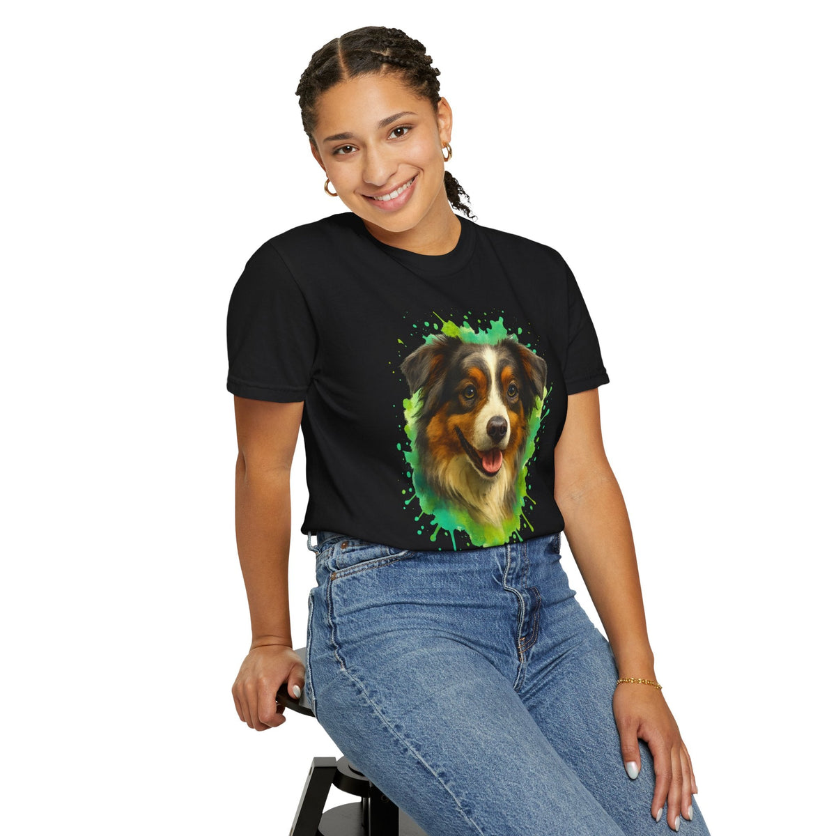 Dogtown Unisex Breed Collection Aussie Tri-Colored Graphic T-Shirt