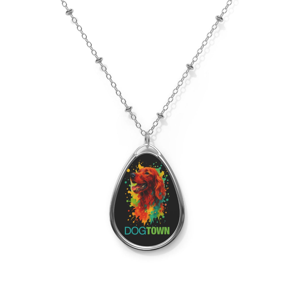 Dogtown Oval Irish Setter Pendant Necklace Silver