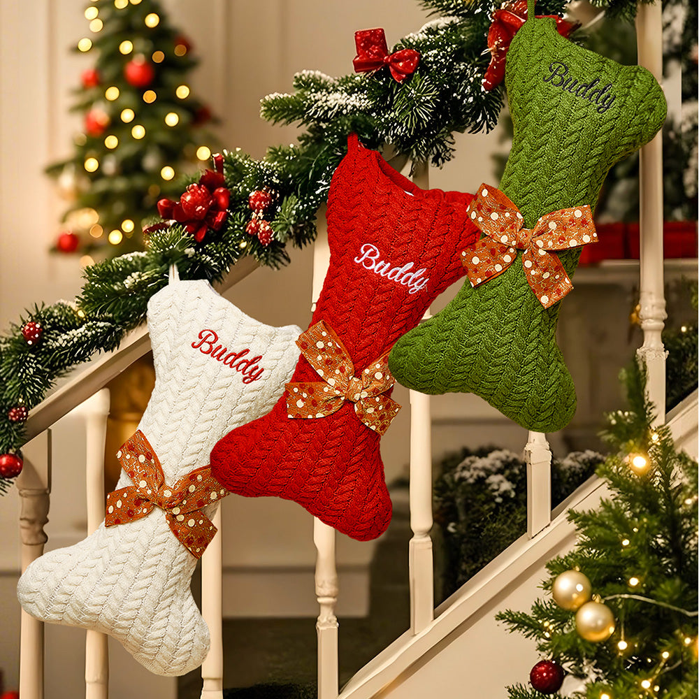 Personalized Dog Bone Christmas Stockings