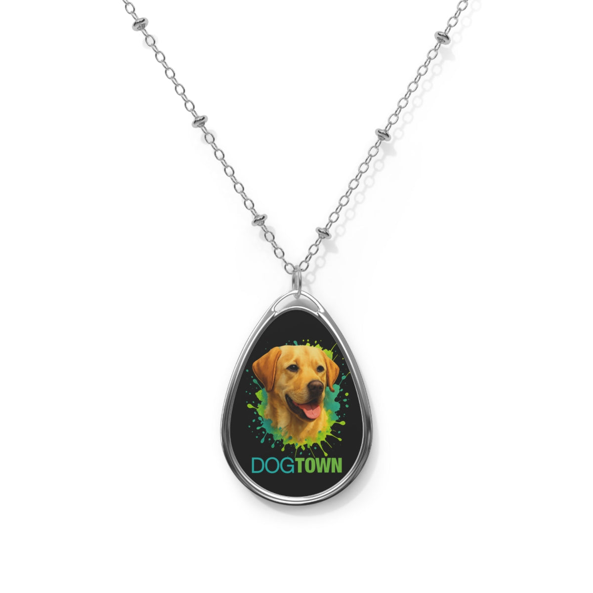 Yellow Lab Oval Pendant Necklace