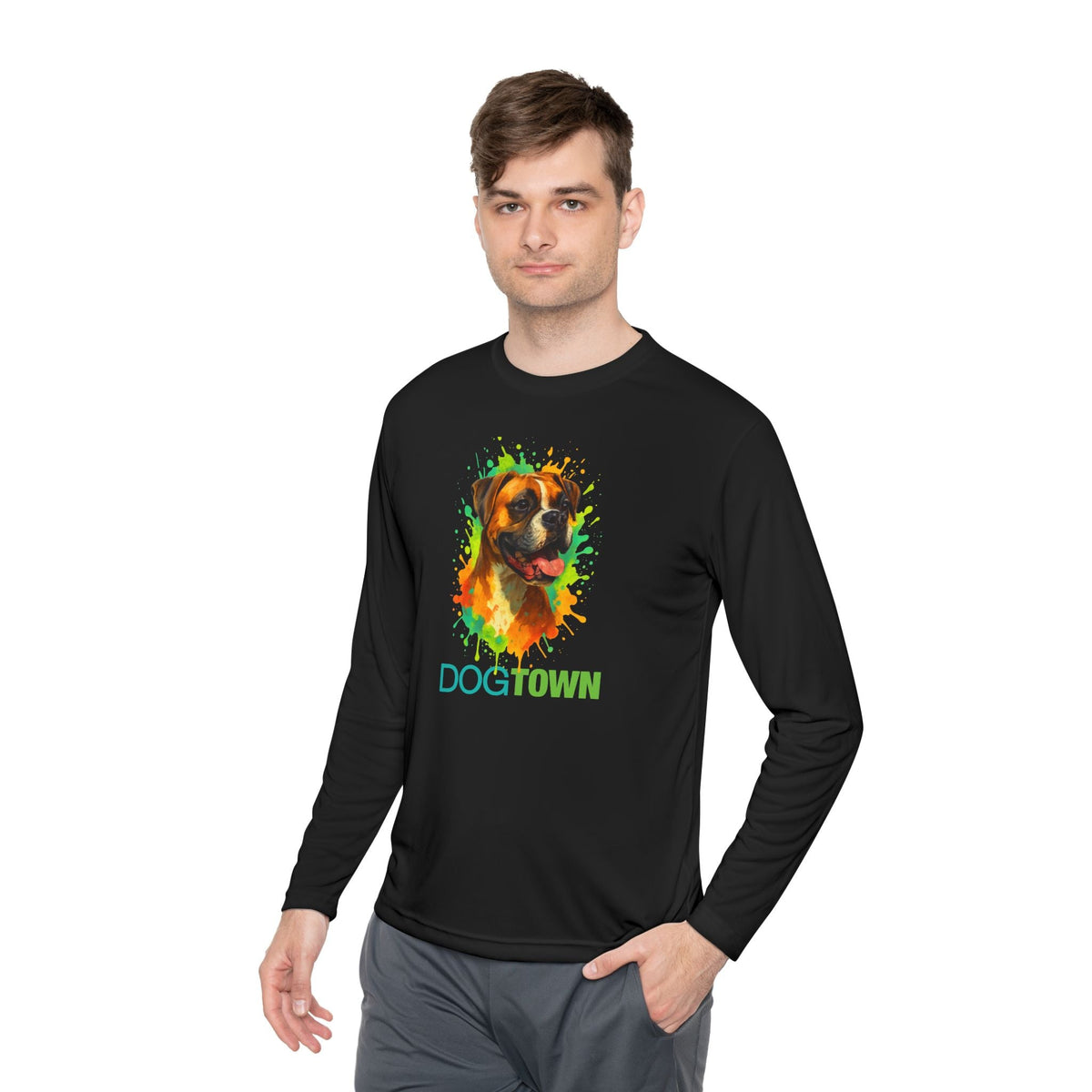 Dogtown Unisex Breed Collection Fawn Boxer Graphic Sport Long Sleeve Tee