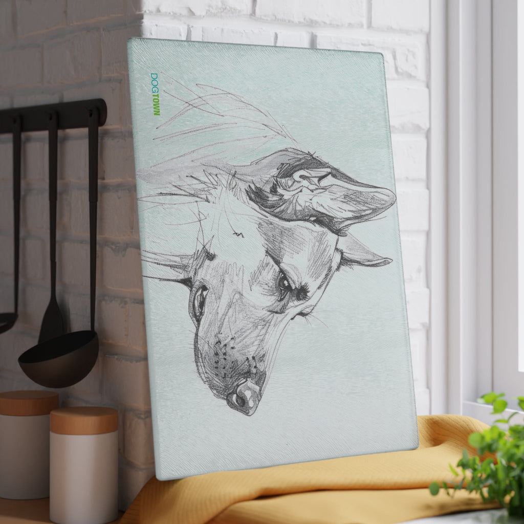 Dogtown German Shepherd Dog Portrait Glass Cutting Board