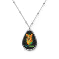 Dogtown Oval Corgi Pendant Necklace Silver
