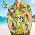 Men's Custom Floral Hawaiian Shirt With Dog Face