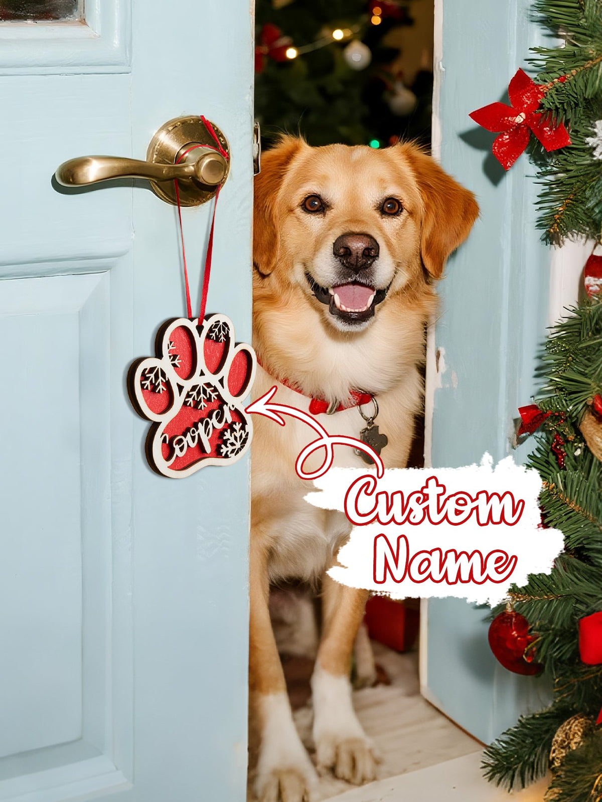Personalized Dog Paw Snowflake Christmas Ornament