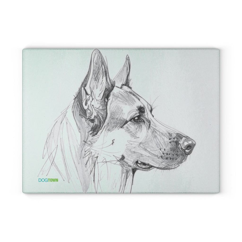 Dogtown German Shepherd Dog Portrait Glass Cutting Board