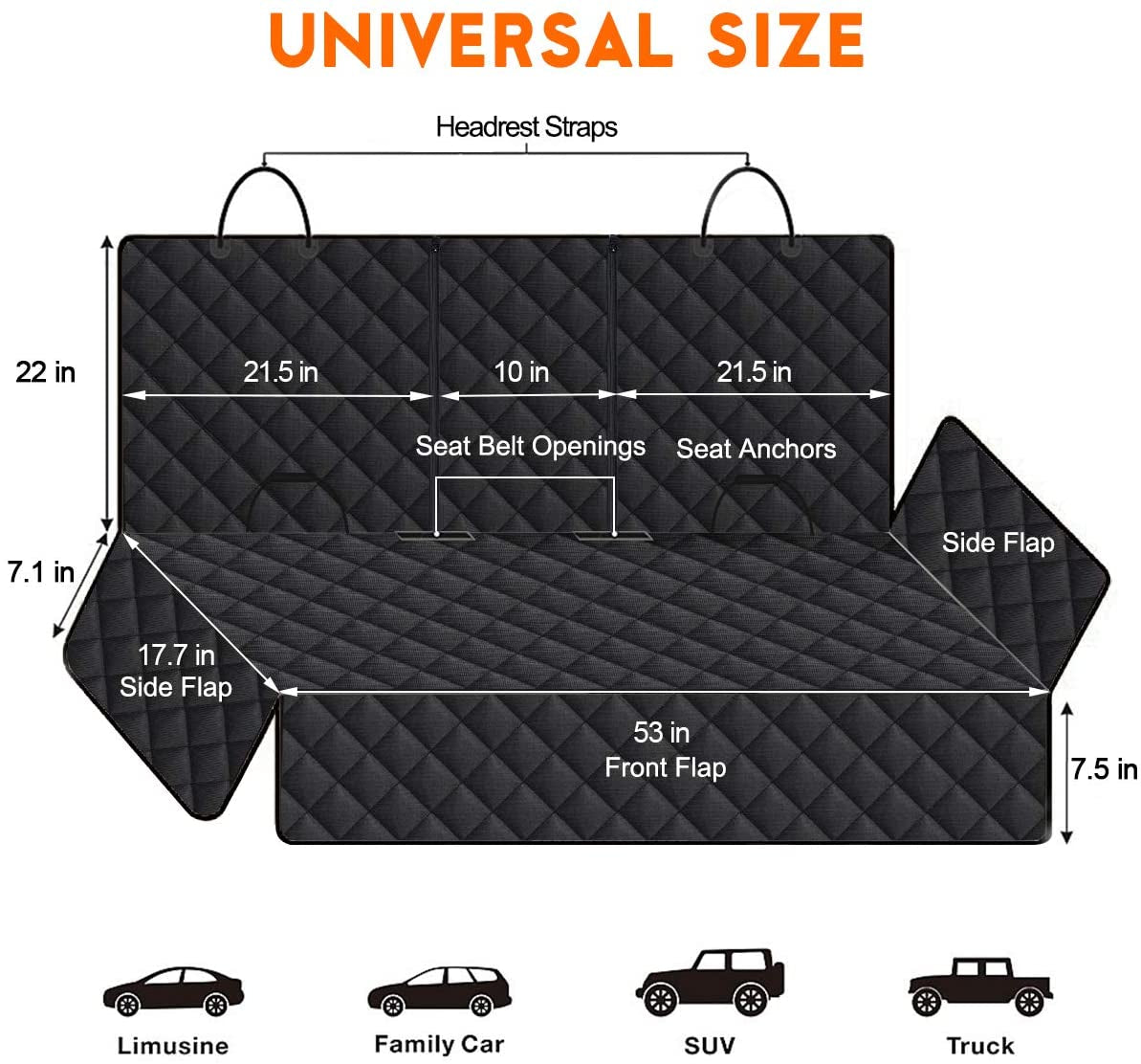 Waterproof Dog Car Back Bench Seat Cover