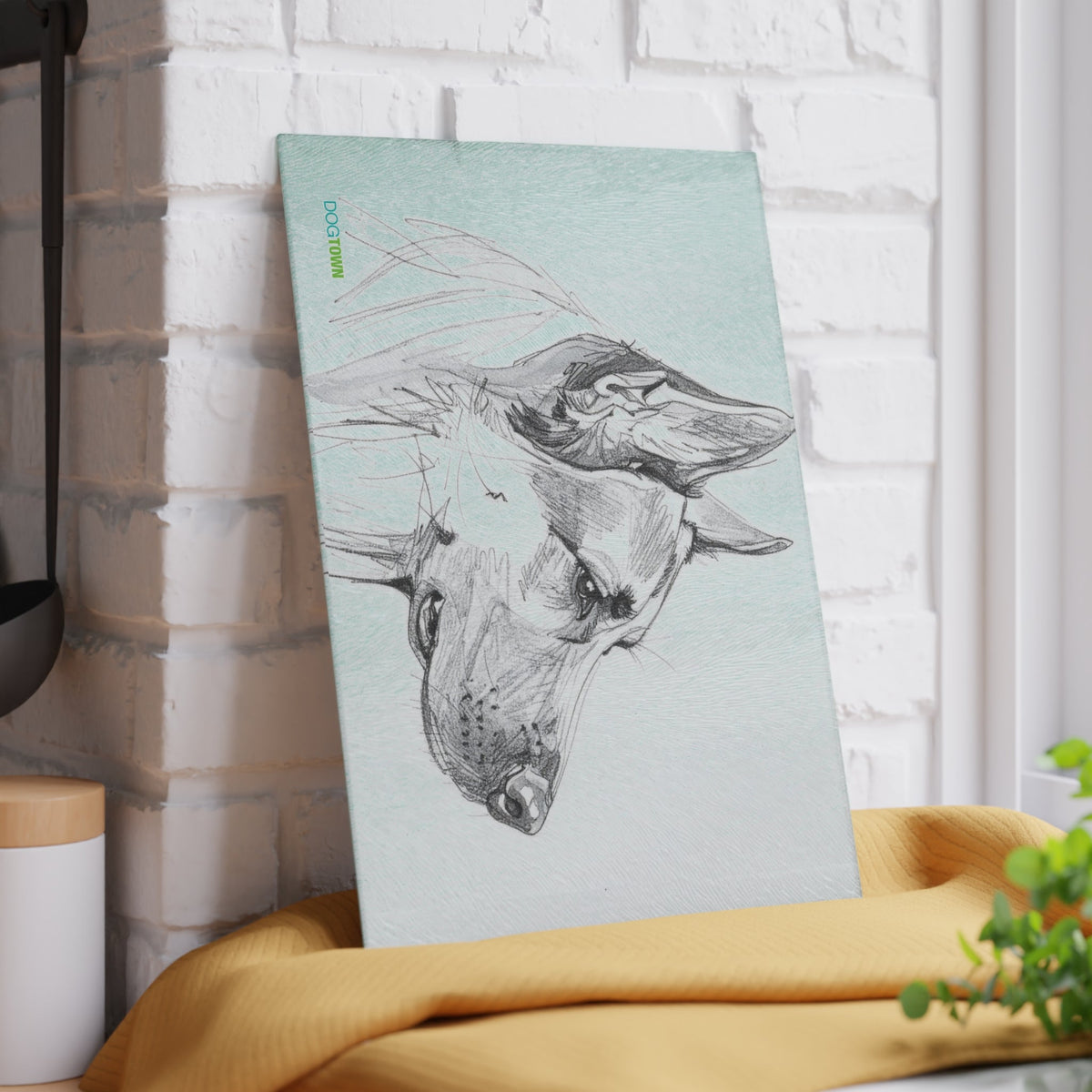 Dogtown German Shepherd Dog Portrait Glass Cutting Board