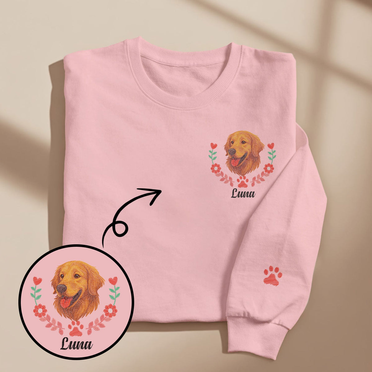 Custom Embroidered Style Pet Lover Pullover Sweatshirt