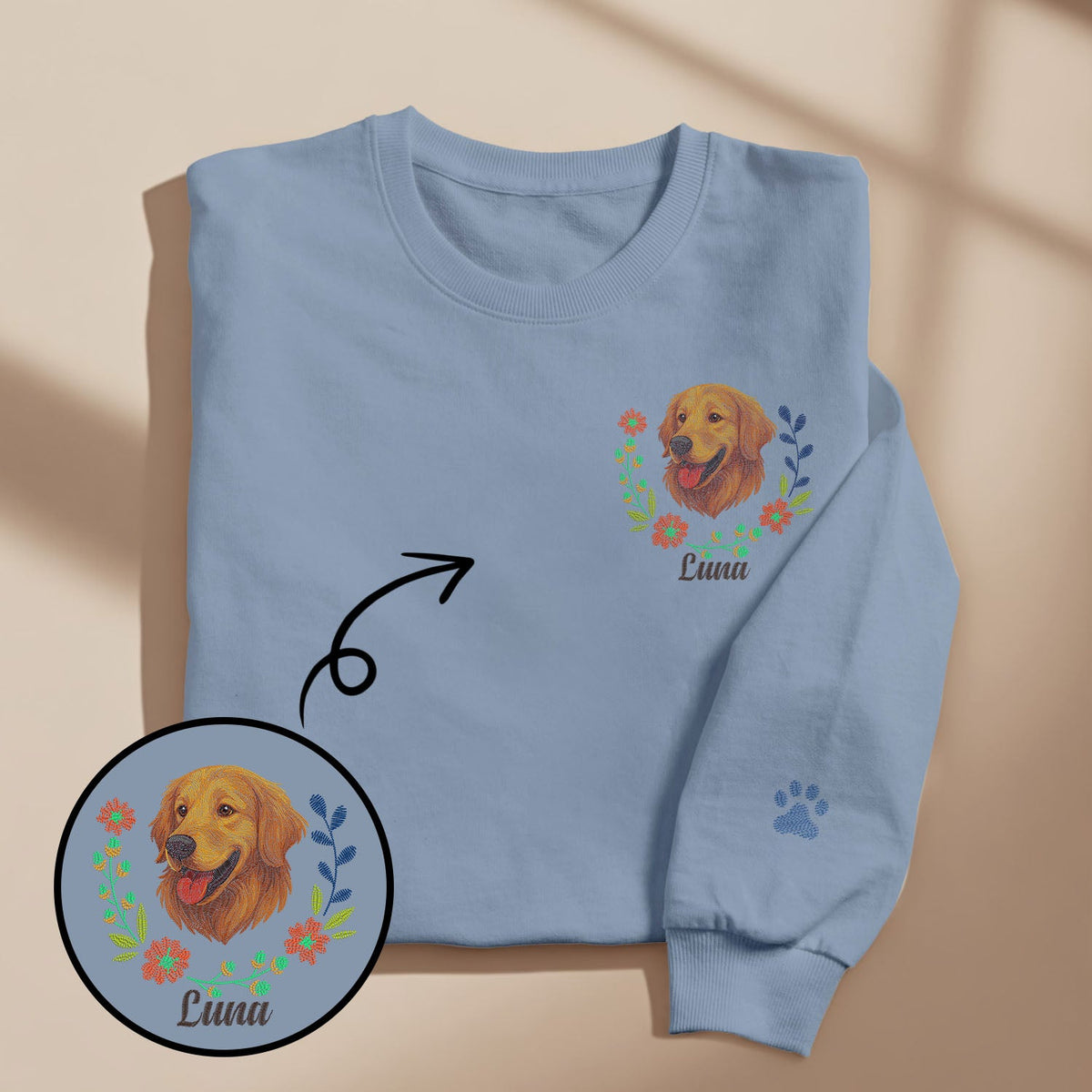 Custom Embroidered Style Pet Lover Pullover Sweatshirt