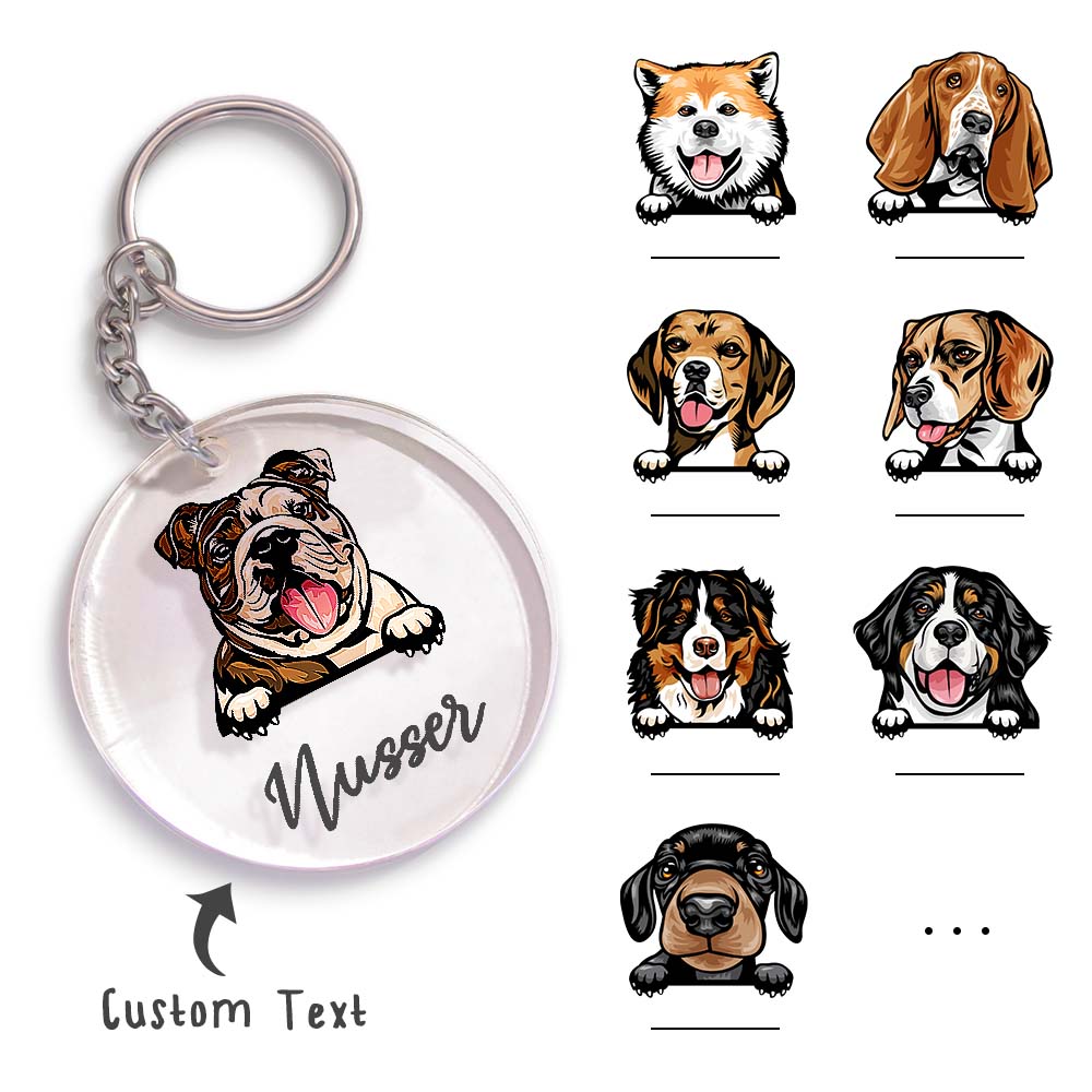 Custom Dog Breed Name Acrylic Keychain Keyring