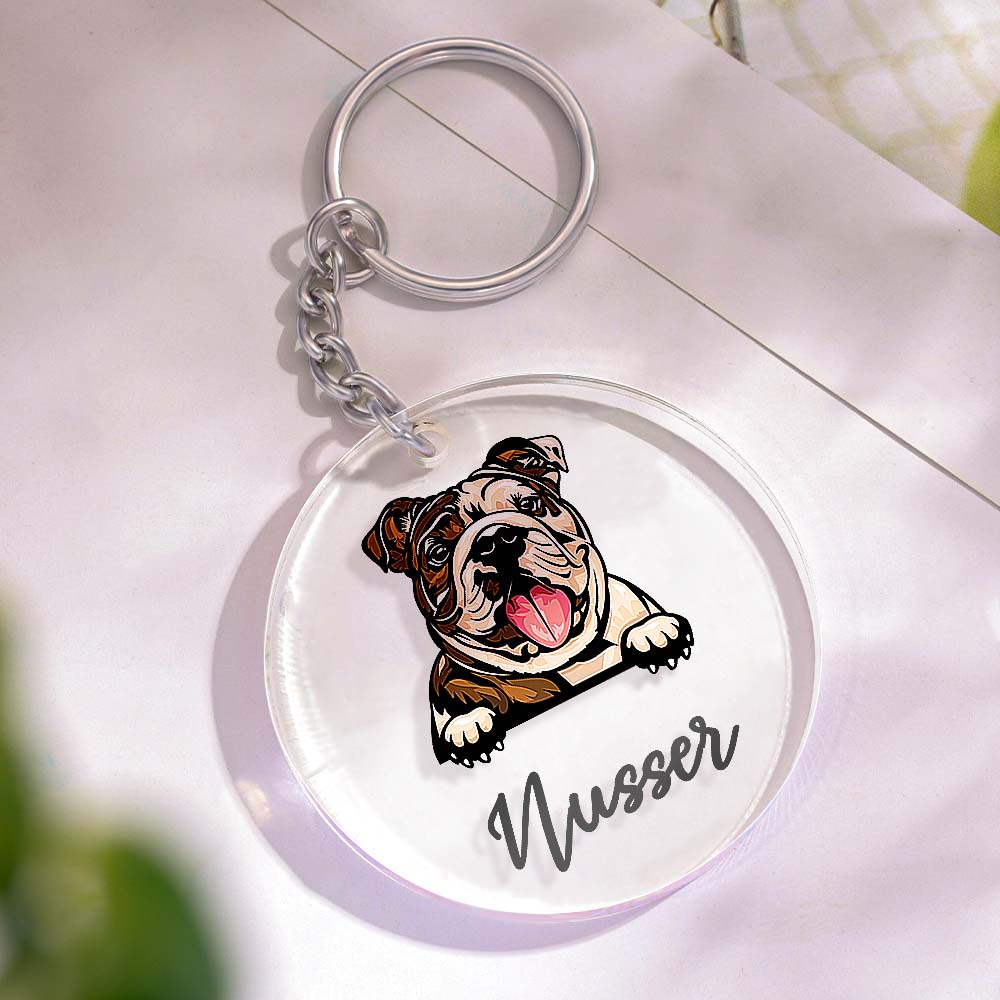 Custom Dog Breed Name Acrylic Keychain Keyring