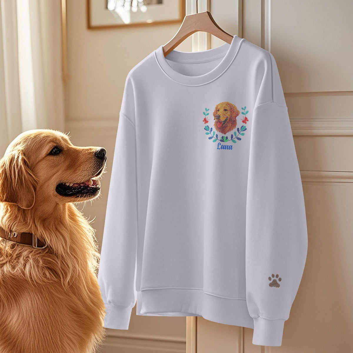 Custom Embroidered Style Pet Lover Pullover Sweatshirt