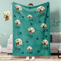 Custom Dog Face and Dog Paws Blanket