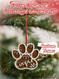 Personalized Dog Paw Snowflake Christmas Ornament