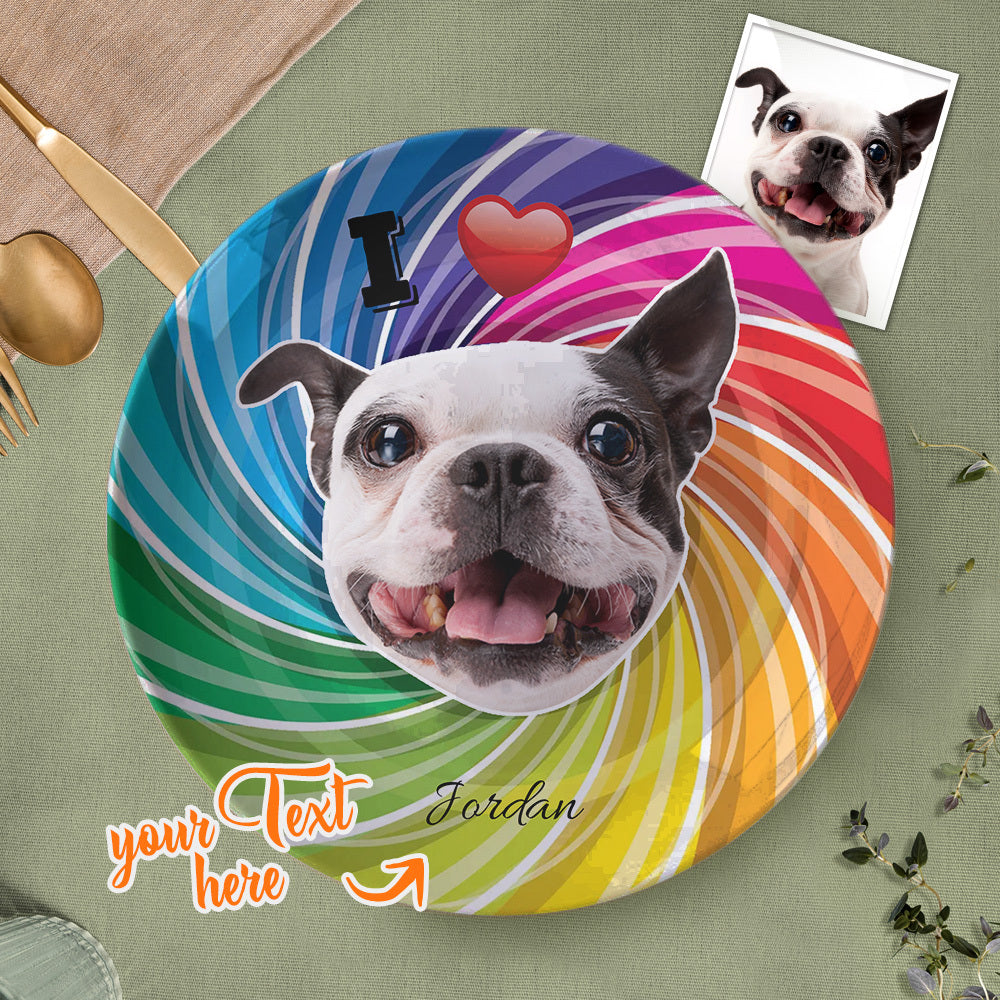 Personalized Dog Face Colorful Ceramic Dinner Plate