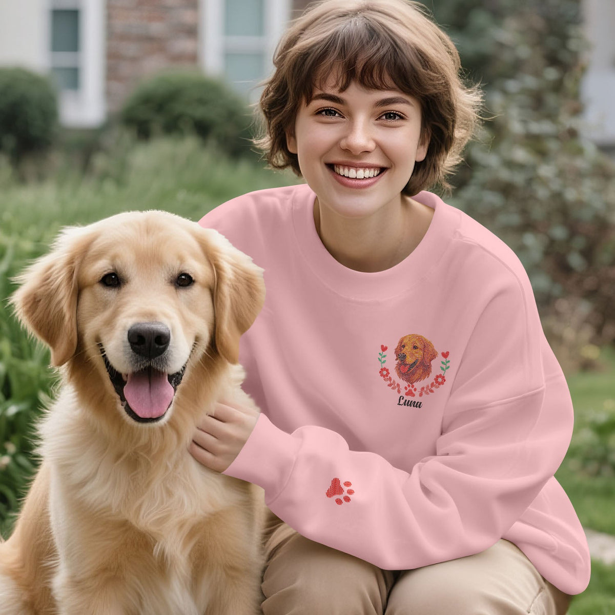 Custom Embroidered Style Pet Lover Pullover Sweatshirt