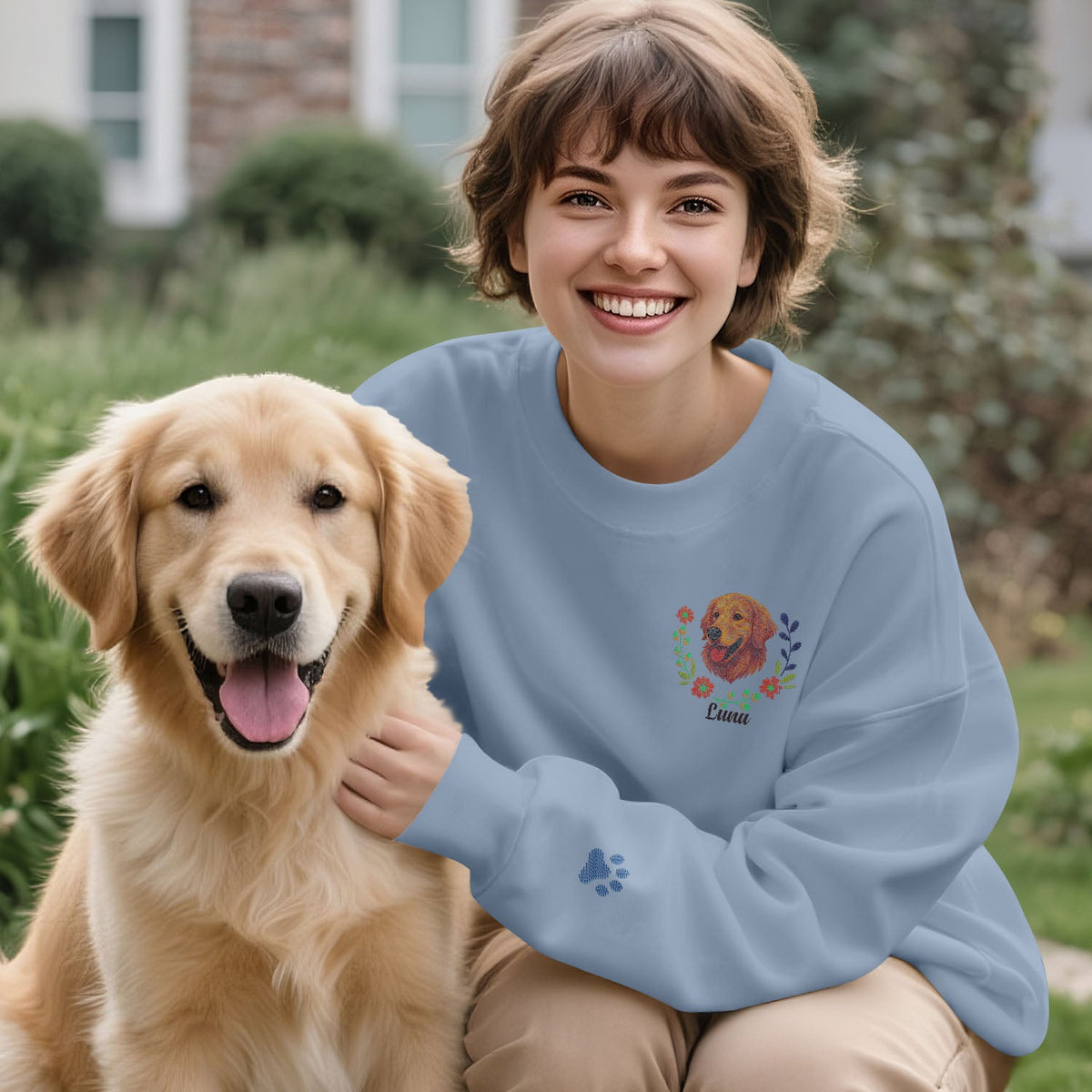 Custom Embroidered Style Pet Lover Pullover Sweatshirt