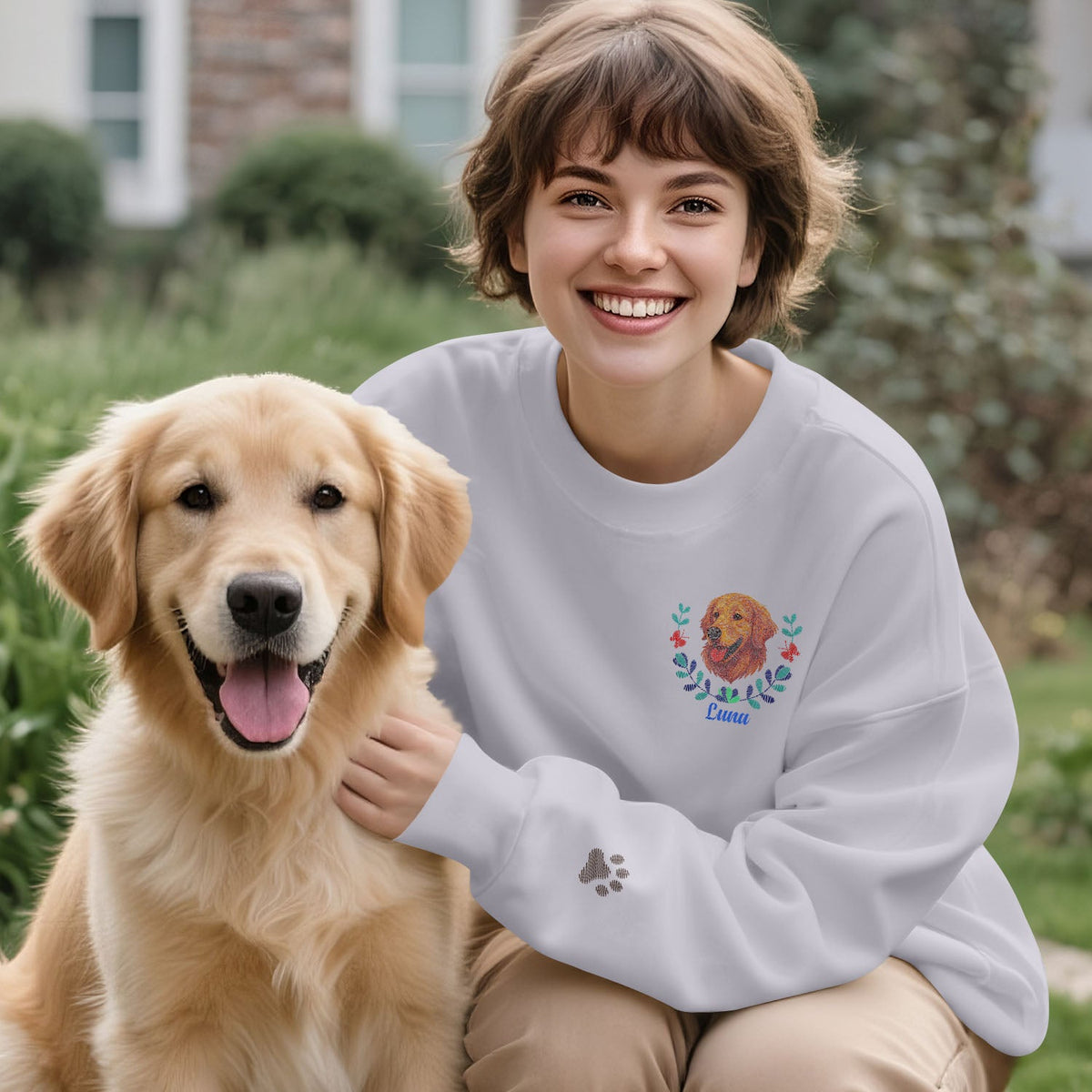 Custom Embroidered Style Pet Lover Pullover Sweatshirt