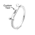 Custom Bone-Shaped Name Engraved Pet Lovers Ring