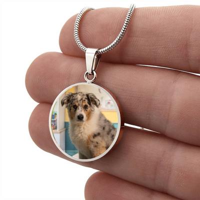 Personalized Dog Photo Circle Pendant Necklace