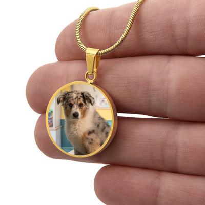 Personalized Dog Photo Circle Pendant Necklace