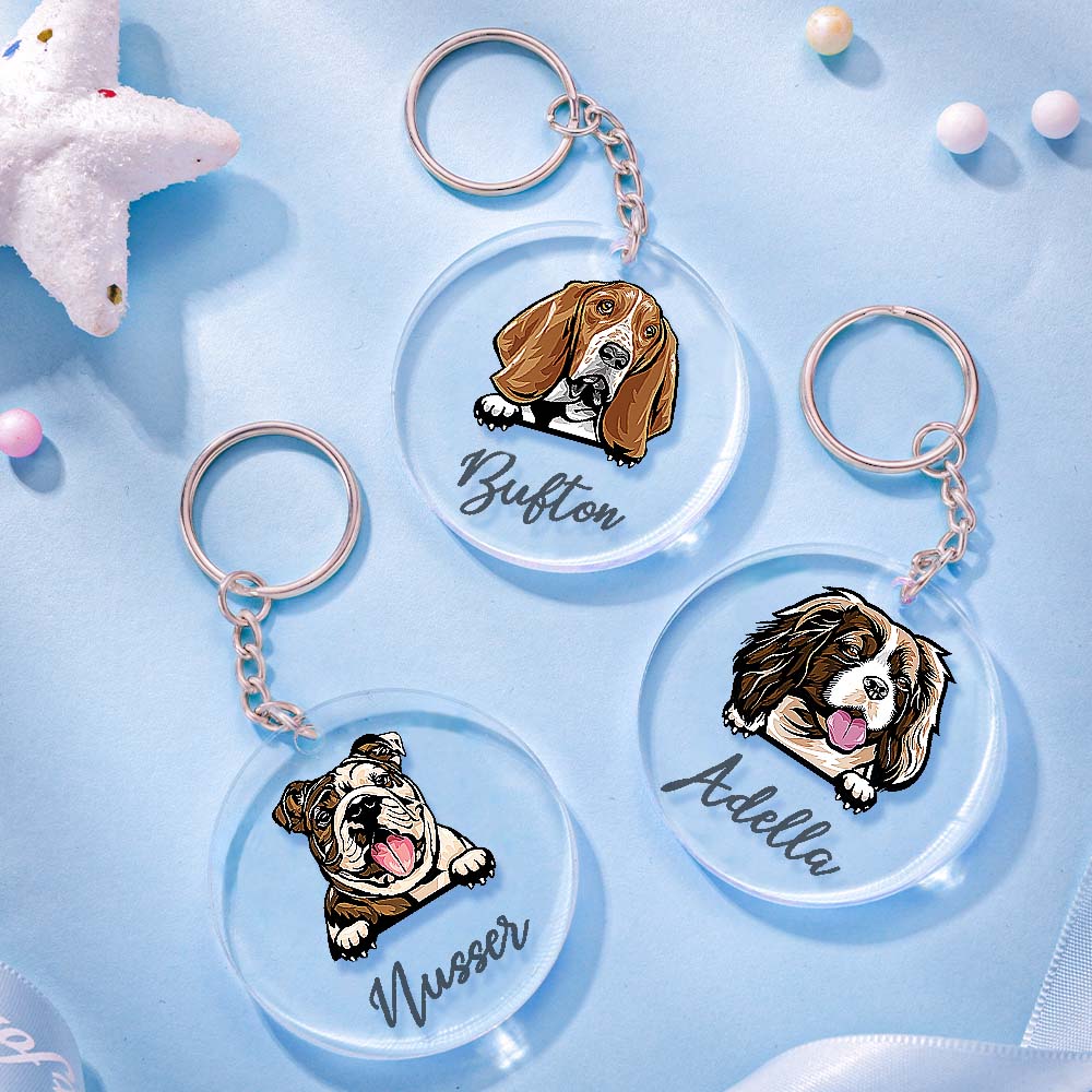 Custom Dog Breed Name Acrylic Keychain Keyring