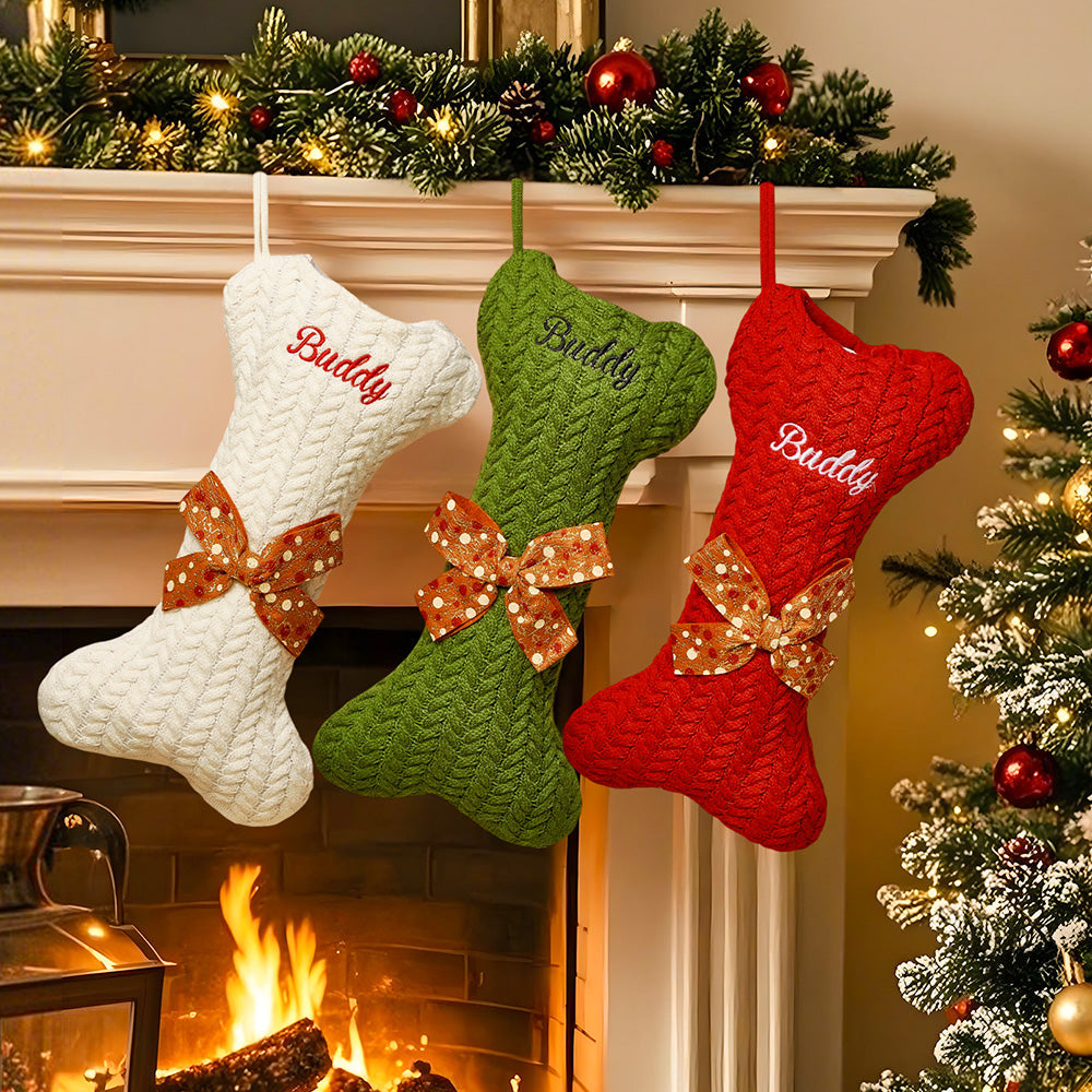 Personalized Dog Bone Christmas Stockings
