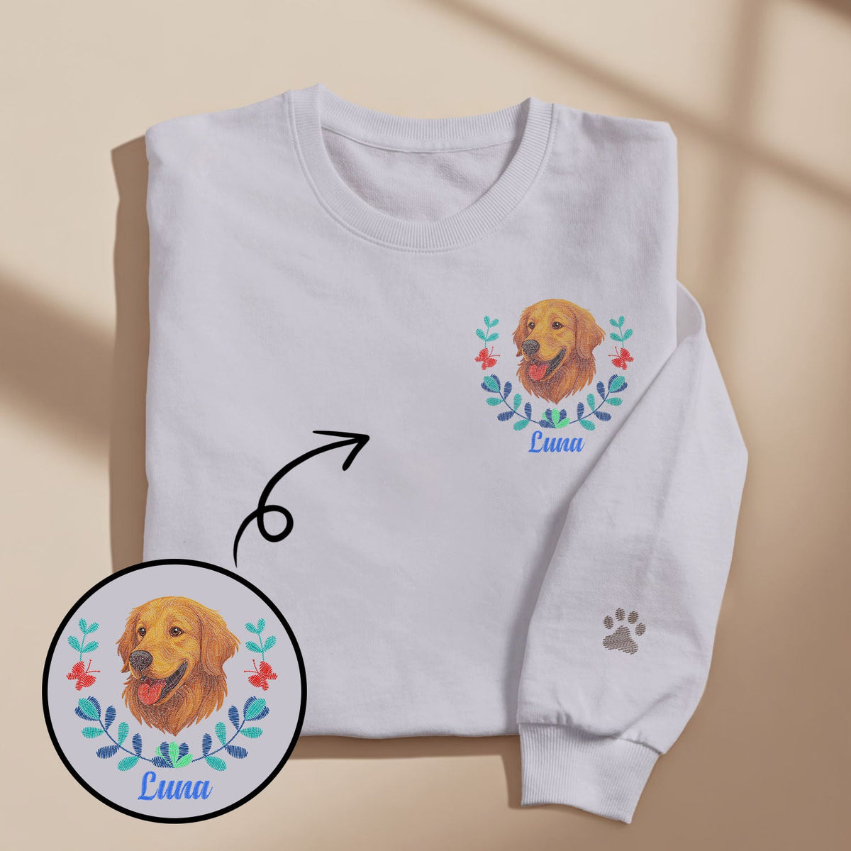 Custom Embroidered Style Pet Lover Pullover Sweatshirt