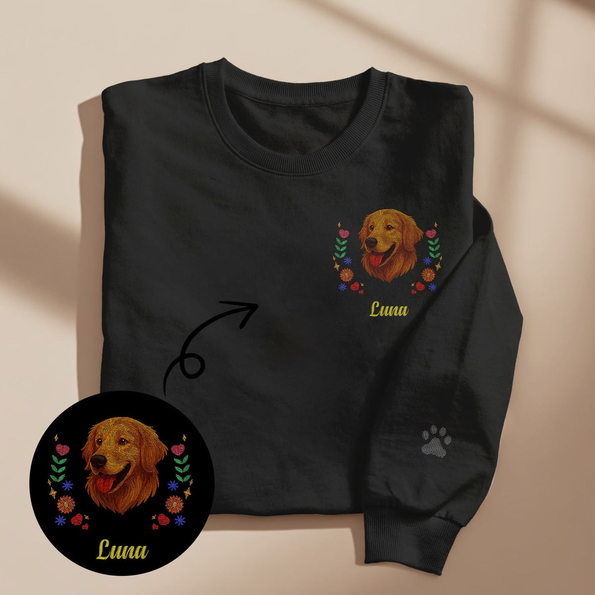 Custom Embroidered Style Pet Lover Pullover Sweatshirt