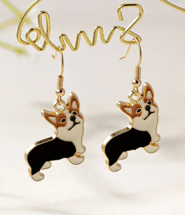 Epoxy Dog Drop Earrings